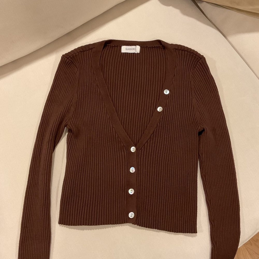 GLASSONS Brown Ribbed Women's Sweater